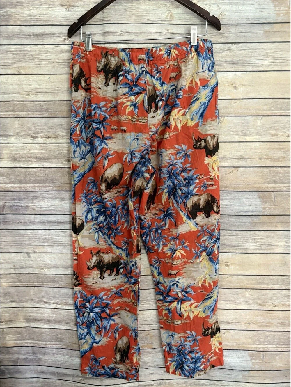 Polo Ralph Lauren Orange Floral & Rhino Graphic 2-Piece Lounge Pajama Set Large